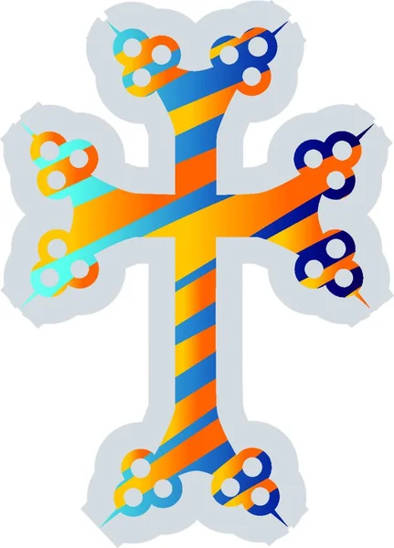 Kleurrijke Armeense Kruis Vector Illustratie Een Witte Achtergrond — Stockvector