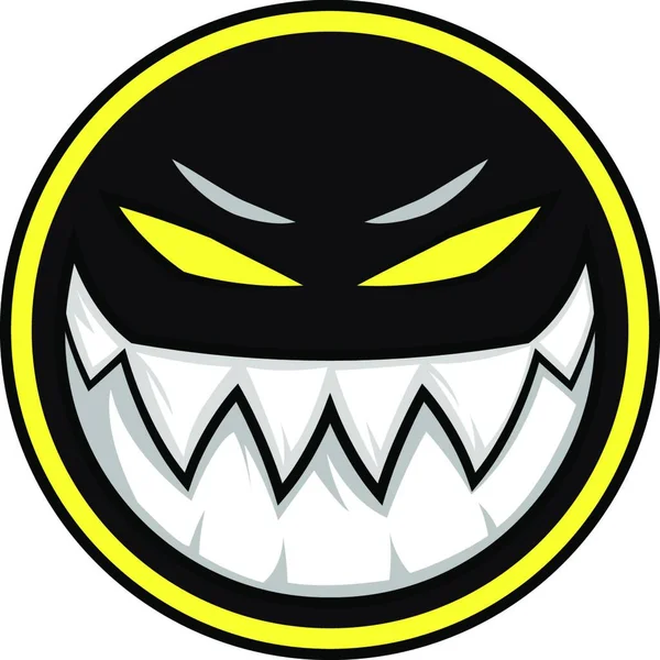 Negro Monstruo Malvado Logotipo Ilustración Vector Sobre Fondo Blanco — Archivo Imágenes Vectoriales