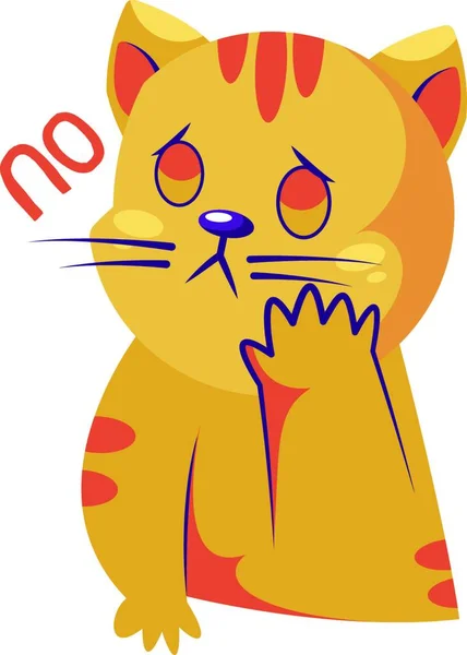 Gato Amarillo Triste Diciendo Hay Ilustración Pegatina Vector Sobre Fondo — Archivo Imágenes Vectoriales