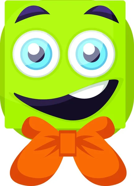 Grünes Quadratisches Emoji Gesicht Mit Orangefarbener Vektor Illustration Auf Weißem — Stockvektor
