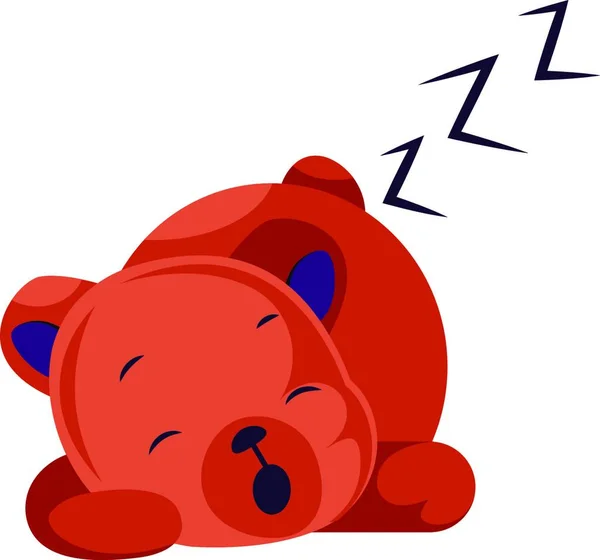 Oso Peluche Rojo Dormido Ilustración Vectorial Sobre Fondo Blanco — Vector de stock