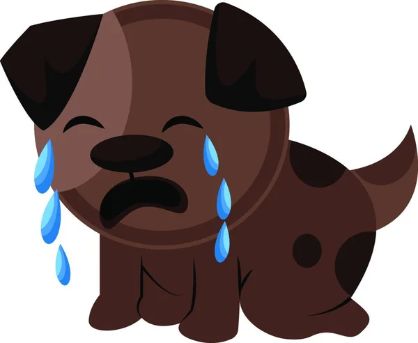 Beyaz Arka Planda Kahverengi Üzgün Köpek Ağlama Vektör Çizimi — Stok Vektör