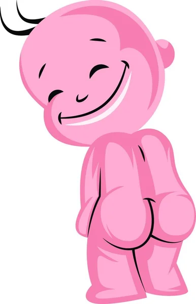 Baby Showing Butt Smilling Vector Illustration White Background — 스톡 벡터