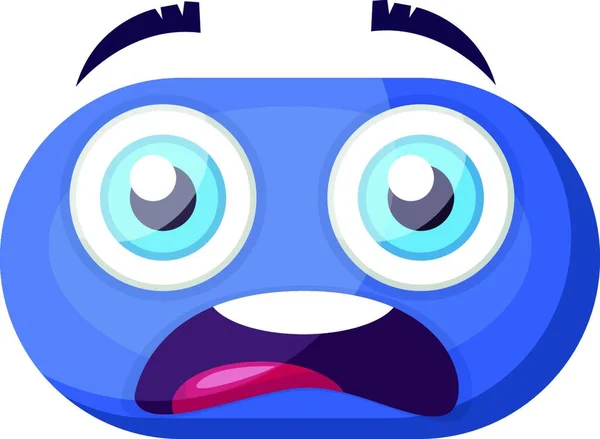 Scared Blue Emoji Face Vector Illustration White Background — Stock Vector