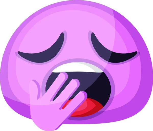 Müde Rosa Emoji Gesicht Gähnen Vektor Illustration Auf Weißem Hintergrund — Stockvektor