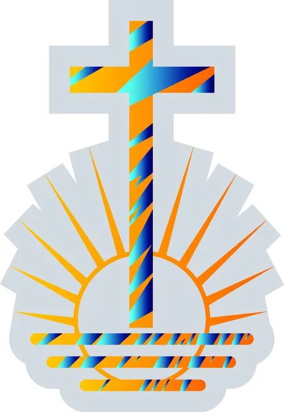 白の背景に新しい使徒の宗教のベクトル図の青と黄色のシンボル — ストックベクタ