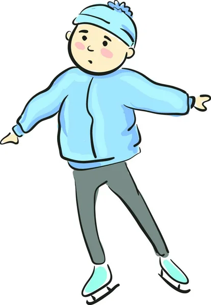 Young Boy Ice Skating Vector Illustration — Stock Vector
