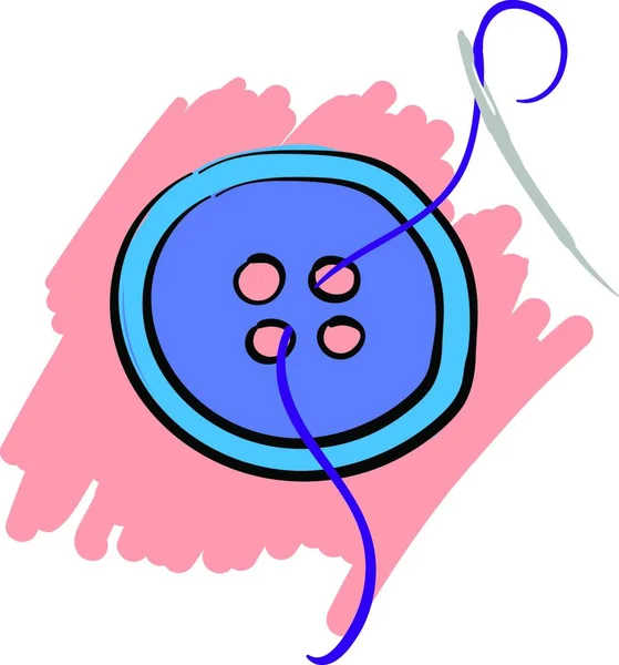 Βελόνα Μπλε Κουμπί Και Εικόνα Διάνυσμα Μωβ Νήμα — Διανυσματικό Αρχείο