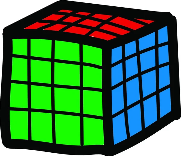 Vector Ilustración Cubo 4X4 Rubik Sobre Fondo Blanco — Vector de stock