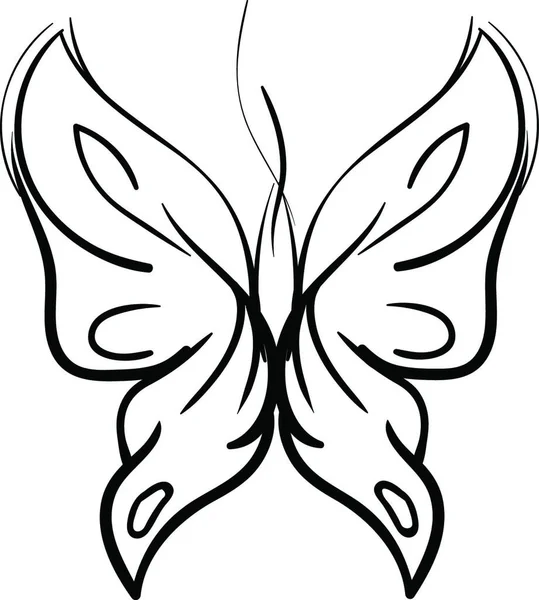 Silhouette Papillon Noir Blanc — Image vectorielle