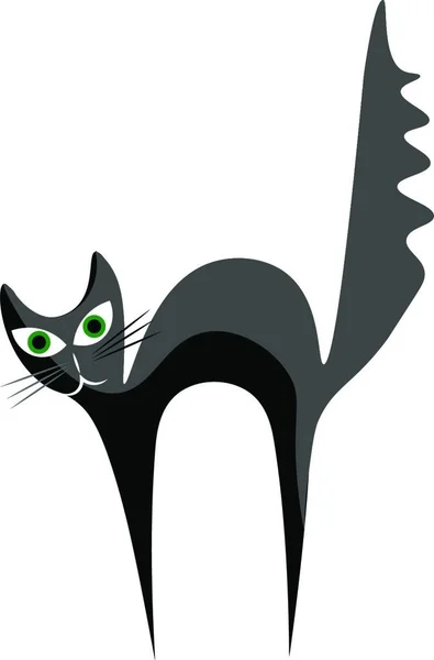 Gato Negro Con Pajarita — Vector de stock