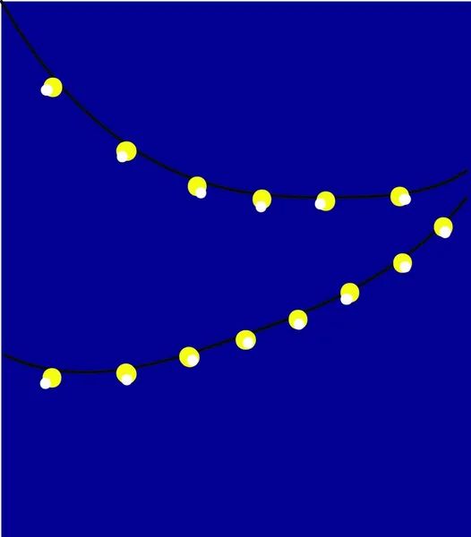 Luci Notturne Sul Vettore Illustrazione Filo Sfondo Bianco — Vettoriale Stock