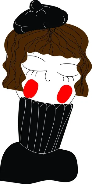 Kurze Braune Haare Mädchen Mit Hut Illustration Vektor Auf Weißem — Stockvektor