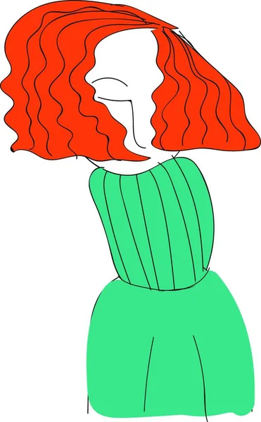 Petite Fille Aux Cheveux Rouges Illustration Vecteur Sur Fond Blanc — Image vectorielle