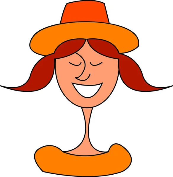 Smiling Girl Hat Illustration Vector White Background — Stock Vector