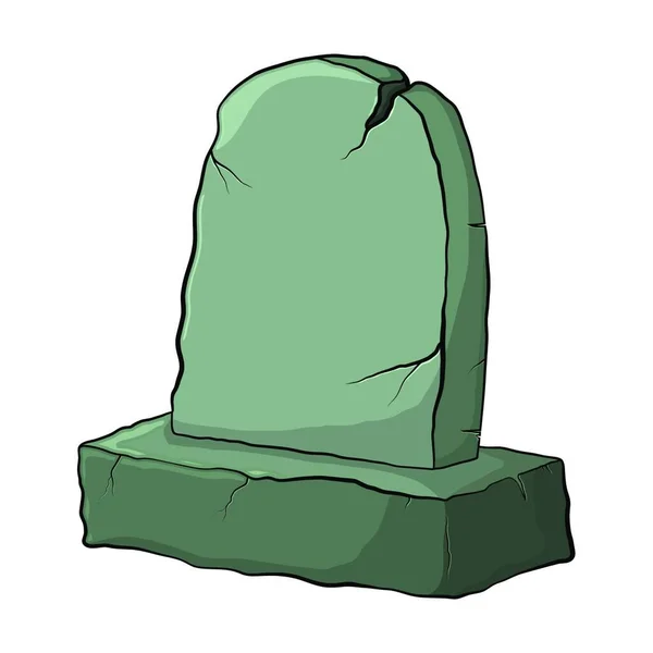 Tombstone Старый Пустой Сломанный Мультяшный Могила Захоронения Изолировать Белом Фоне — стоковый вектор