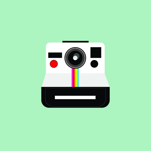 Modern Megjelenésű Polaroid Kamera Ezüst Fekete Színű Vektor Színes Rajz — Stock Vector