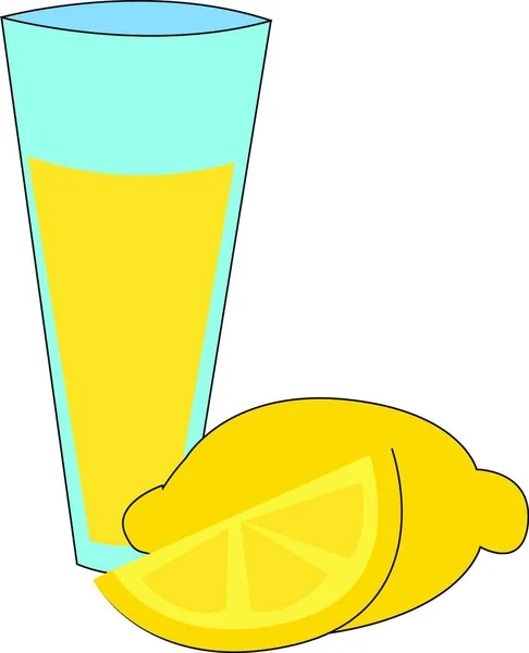Verre Jus Citron Doux Pour Battre Chaleur Soleil Dans Dessin — Image vectorielle