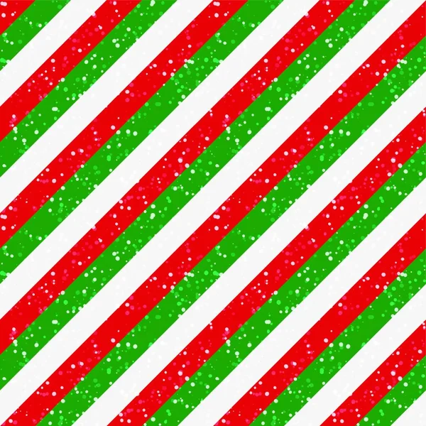 Lignes Rouges Vertes Rayées Diagonales Noël Avec Texture Neige — Image vectorielle