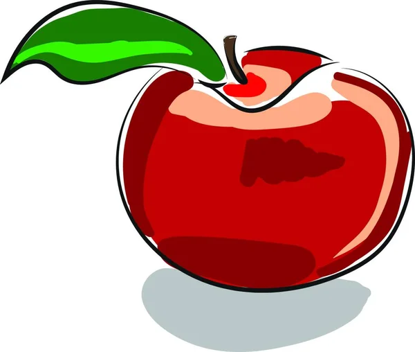 ベクターカラー描画やイラストを消費しようとしている赤いリンゴの似顔絵 — ストックベクタ