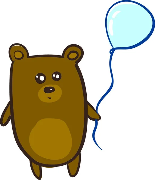 Ένα Μικρό Χαριτωμένο Αρκούδα Κρατώντας Ένα Μπλε Μπαλόνι Στο Χέρι — Διανυσματικό Αρχείο