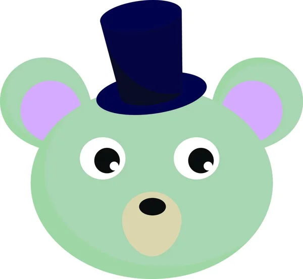 可爱的熊玩具与长蓝帽子矢量彩色绘图或插图 — 图库矢量图片