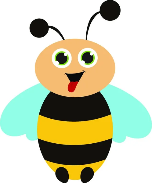 Mignon Dessin Animé Abeille Avec Une Bouche Ouverte Dessin Couleur — Image vectorielle