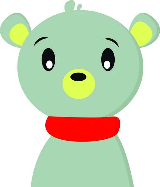 一只可爱的小蓝熊 脖子上戴着红色围巾 有矢量色图或插图 — 图库矢量图片