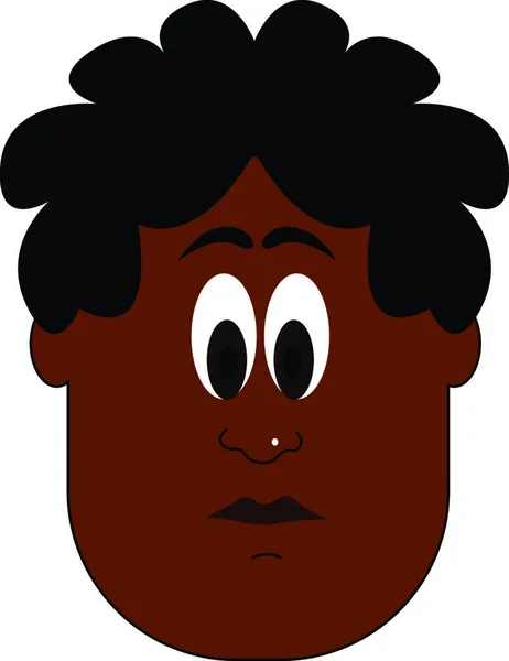 Портрет Темного Хлопчика Чорним Волоссям Виглядає Заплутаним Векторним Кольором Малюнок — стоковий вектор