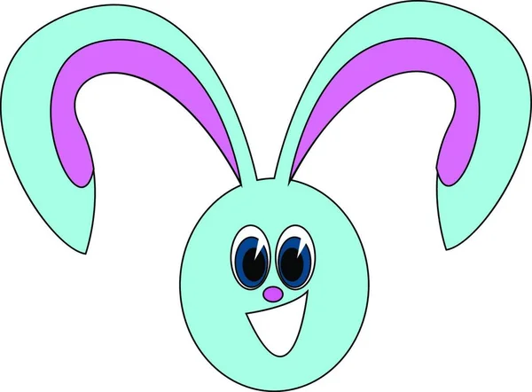Lycklig Blå Kanin Med Två Långa Öron Vektor Färg Ritning — Stock vektor