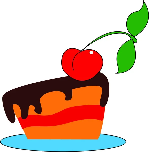 맛있는 맛있는 케이크는 그리기 그림에 신선한 체리로 — 스톡 벡터