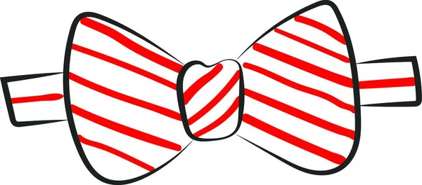 Cute Costume Bow Red White Stripes Vector Color Drawing Illustration — Stock Vector