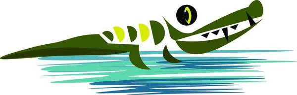 Крокодил Бегущий Воду Наземного Векторного Рисунка Иллюстрации — стоковый вектор