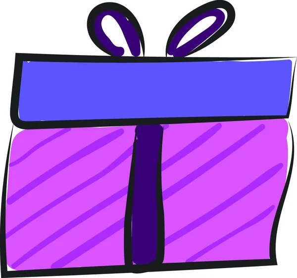 ベクターカラードローイングやイラストをプレゼントするリボンが詰まったピンクと紫色のギフトボックス — ストックベクタ