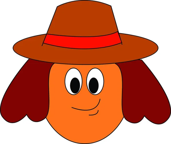 Una Cara Una Chica Con Sombrero Ojos Brillantes Vector Color — Vector de stock