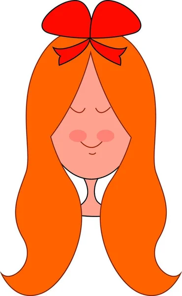 Une Jolie Petite Fille Aux Cheveux Longs Arc Rouge Vecteur — Image vectorielle