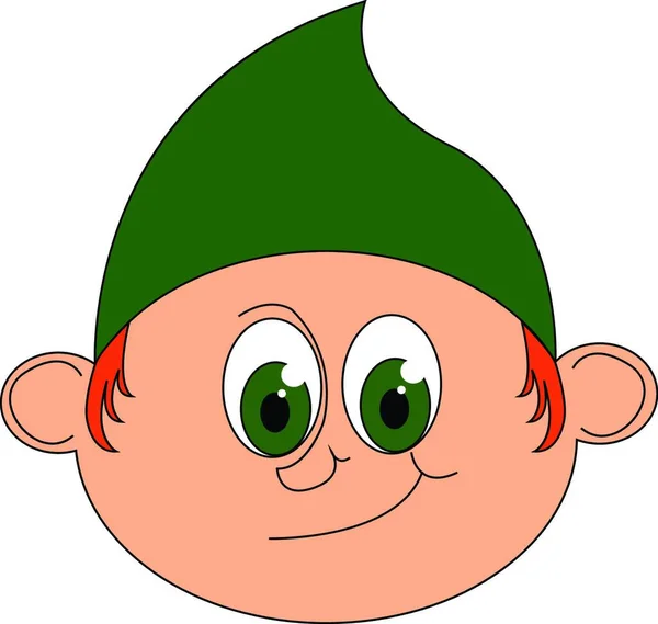戴着绿色帽子和眼镜矢量彩色绘图或插图的绿色眼睛的丑小人 — 图库矢量图片
