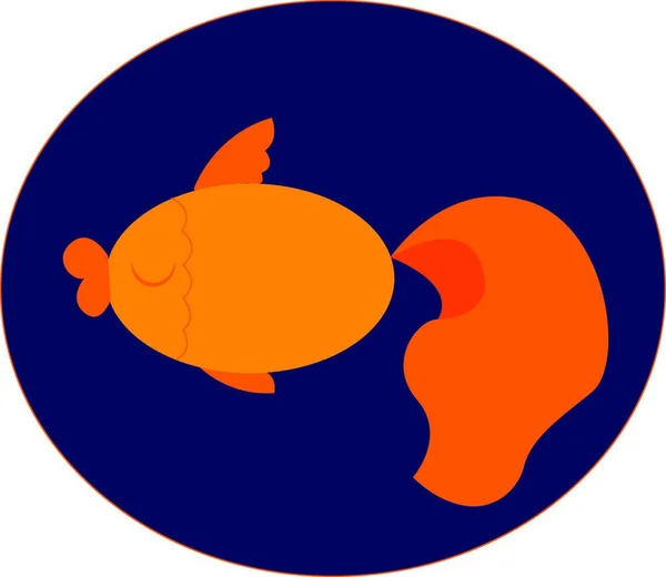 大きな尾ベクトルカラー描画やイラストを持つ怠惰な水泳金魚 — ストックベクタ