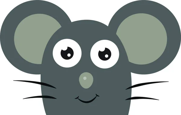 Счастливая Серая Мышь Двумя Большими Ушами Векторного Цвета Рисунок Иллюстрация — стоковый вектор