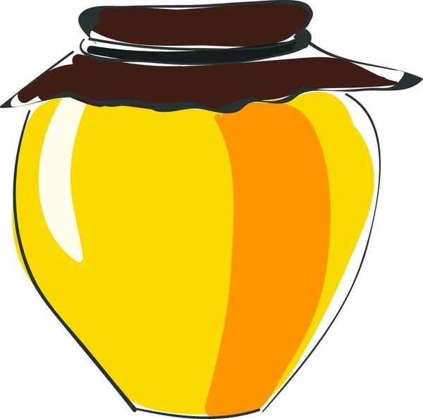 一个大容器的蜂蜜 这是甜和新鲜的矢量彩色绘图或插图 — 图库矢量图片