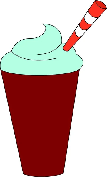 一杯蓝色冰淇淋 带有巧克力棒 矢量彩色图或插图 — 图库矢量图片