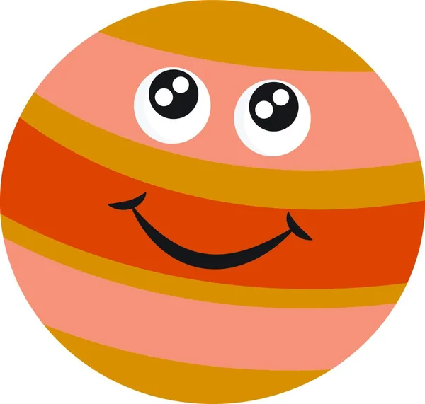 一个叫做木星的大行星的草图 带有笑脸矢量彩色图或插图 — 图库矢量图片
