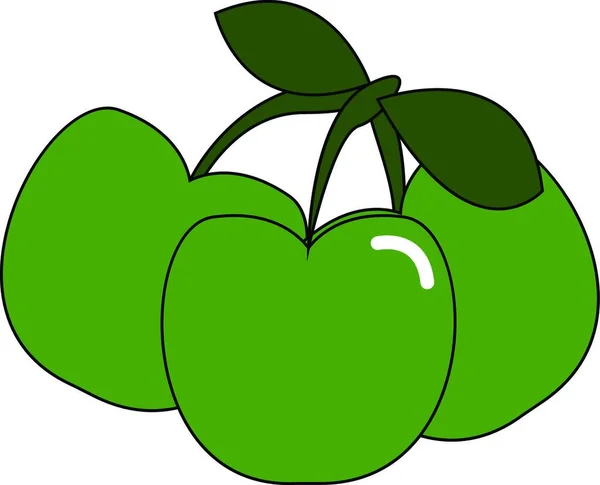 Een Bos Van Kleine Groene Appel Vector Kleur Tekening Illustratie — Stockvector