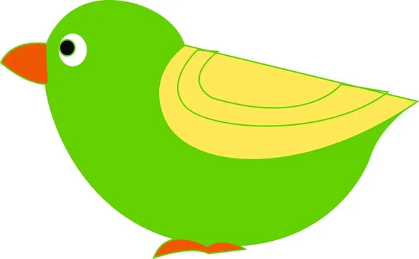 Petit Oiseau Vert Avec Des Plumes Jaunes Dessin Vectoriel Couleur — Image vectorielle