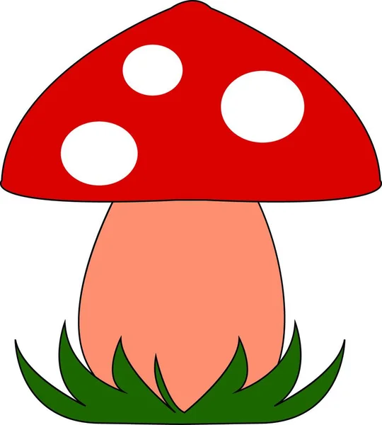 Petit Champignon Rouge Avec Dessin Illustration Couleur Vectorielle Points Blancs — Image vectorielle