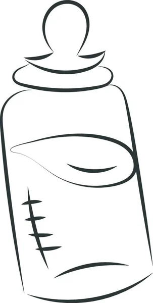 Milch Einer Fütterungsflasche Mit Einer Brustwarze Darauf Vektorfarbige Zeichnung Oder — Stockvektor