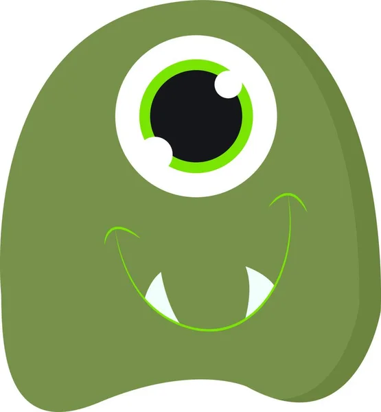 Monstruo Con Grandes Ojos Individuales Que Está Color Verde Vector — Vector de stock