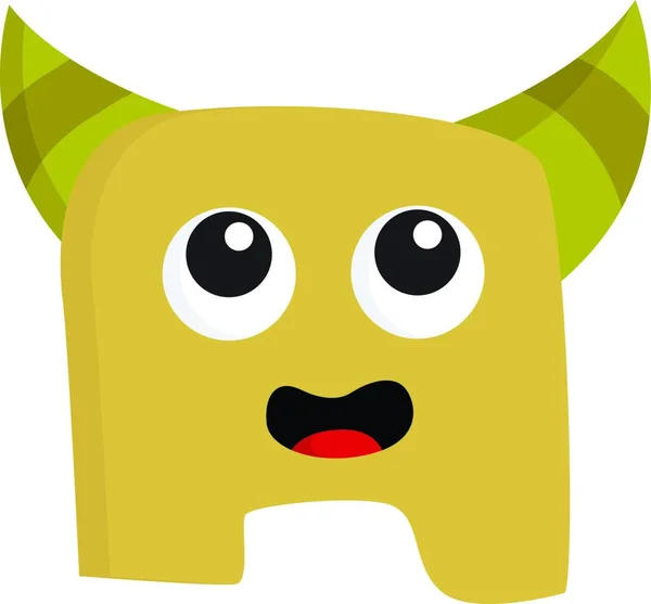 Ein Gelbes Monster Mit Grünen Hörnern Und Einem Offenen Mund — Stockvektor