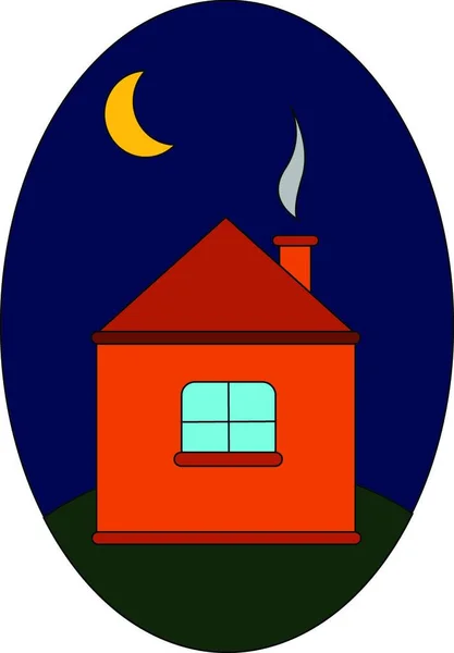 Retrato Uma Noite Escura Com Desenho Cor Vetorial Casa Lua — Vetor de Stock