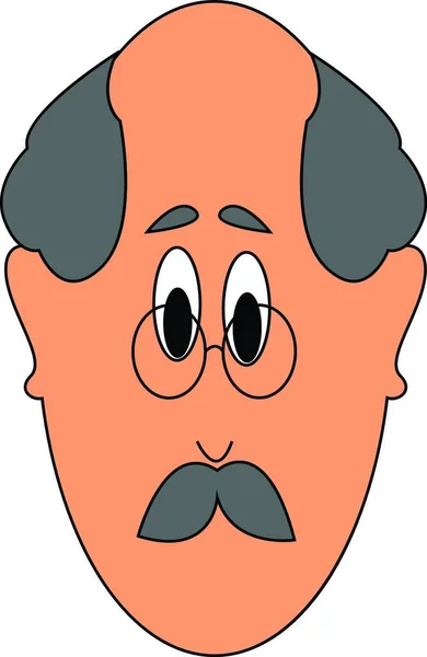 一个白发苍苍的老人的脸 穿着规格矢量颜色绘图或插图 — 图库矢量图片